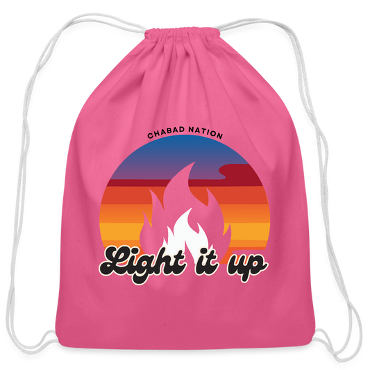 Light It Up Cotton Drawstring Bag - pink