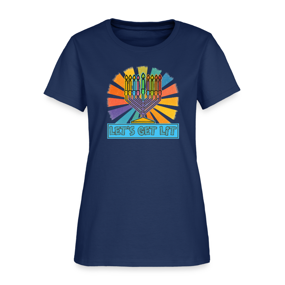Radiant Retro Let's Get Lit Women's T-Shirt -  blue dusk