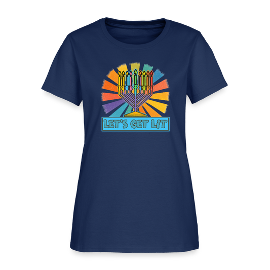 Radiant Retro Let's Get Lit Women's T-Shirt -  blue dusk