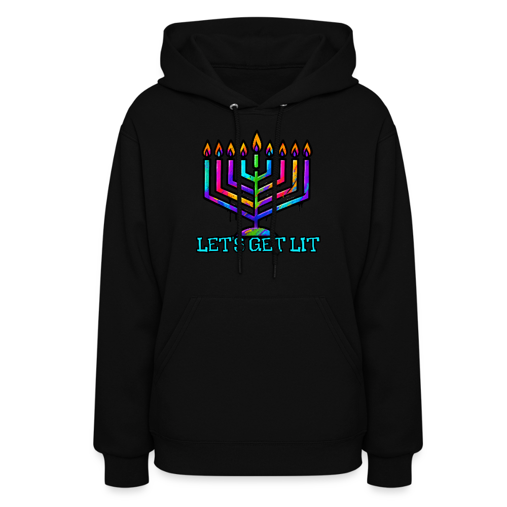 Let's Get Lit Chabad Menorah Women's Hoodie - black