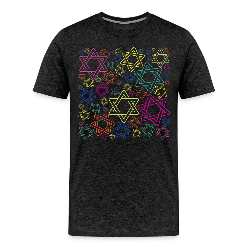 Neon Star of David Festival Men's Premium T-Shirt - charcoal grey
