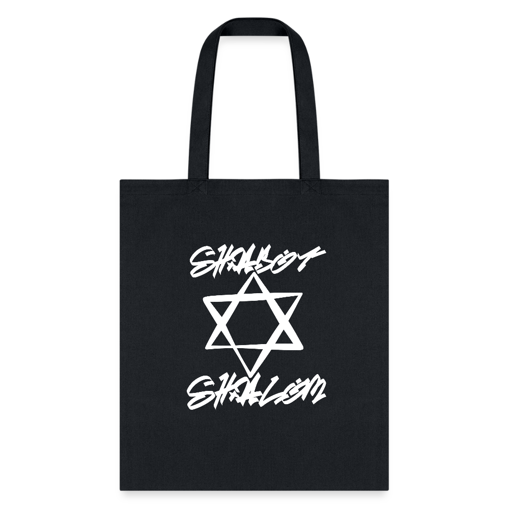Shabbat Shalom Graffiti Light Star Tote Bag - black