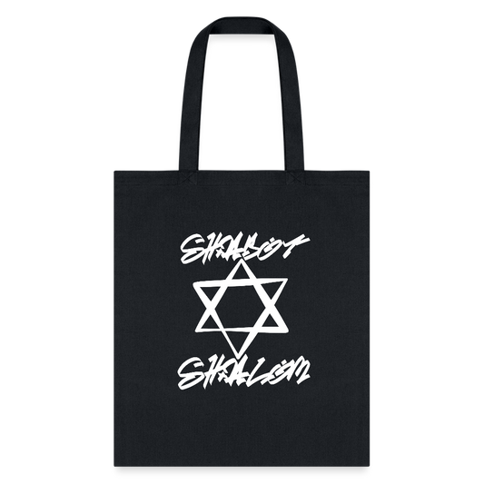 Shabbat Shalom Graffiti Light Star Tote Bag - black