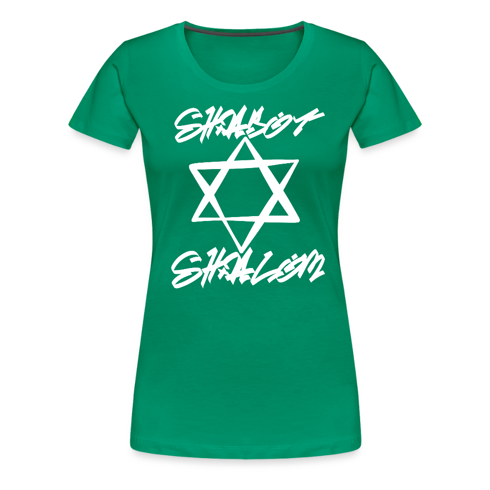 Shabbat Shalom Graffiti Light Star Women’s Premium T-Shirt - kelly green