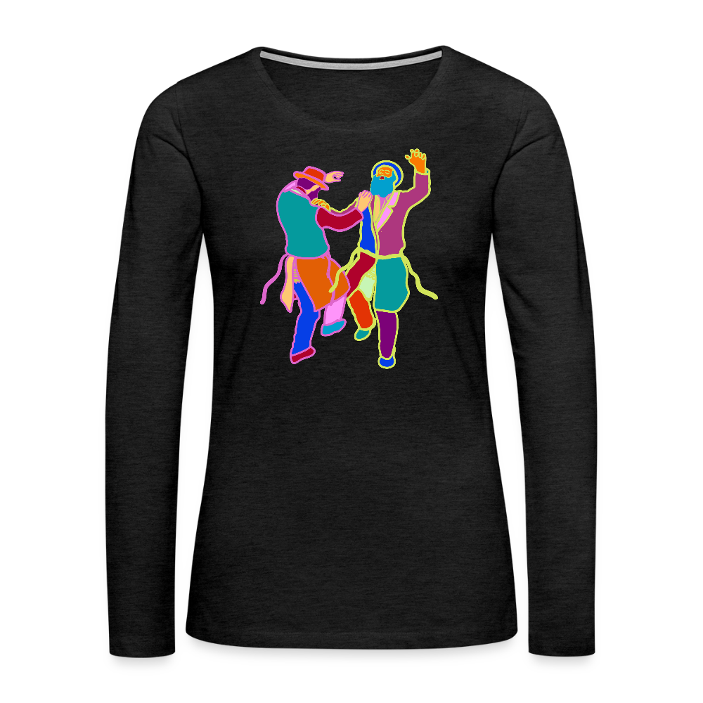 Colorful Dancing Rabbis Women's Premium Long Sleeve T-Shirt - charcoal grey