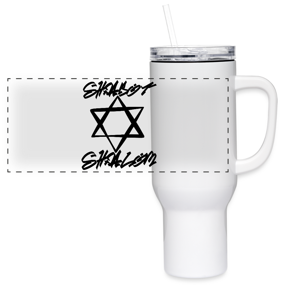 Shabbat Shalom Graffiti Star 40 oz Travel Tumbler - white