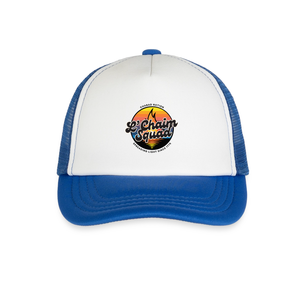 L’Chaim Squad – Spreading Light Kid's Trucker Cap - white/royal blue