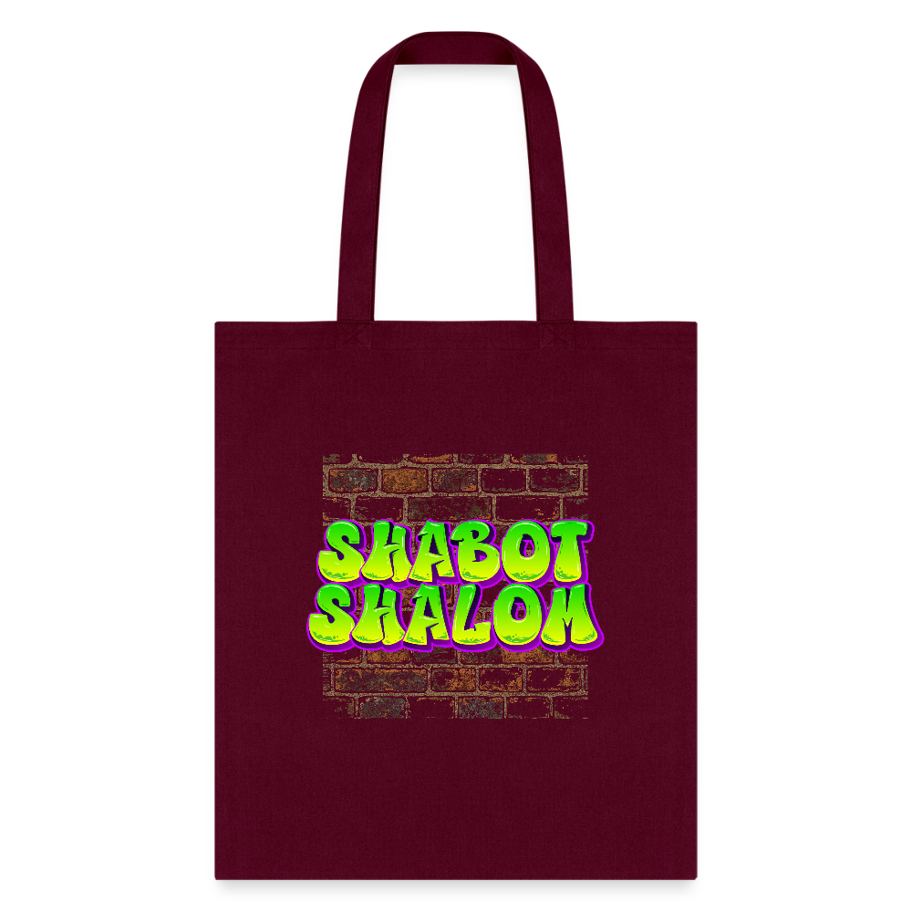 Shabot Shalom Brick 770 Graffiti Tote Bag - burgundy