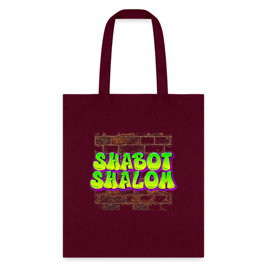 Shabot Shalom Brick 770 Graffiti Tote Bag - burgundy
