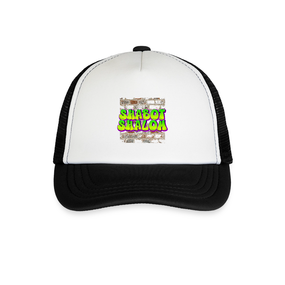 Shabot Shalom Brick 770 Graffiti Kid's Trucker Cap - white/black