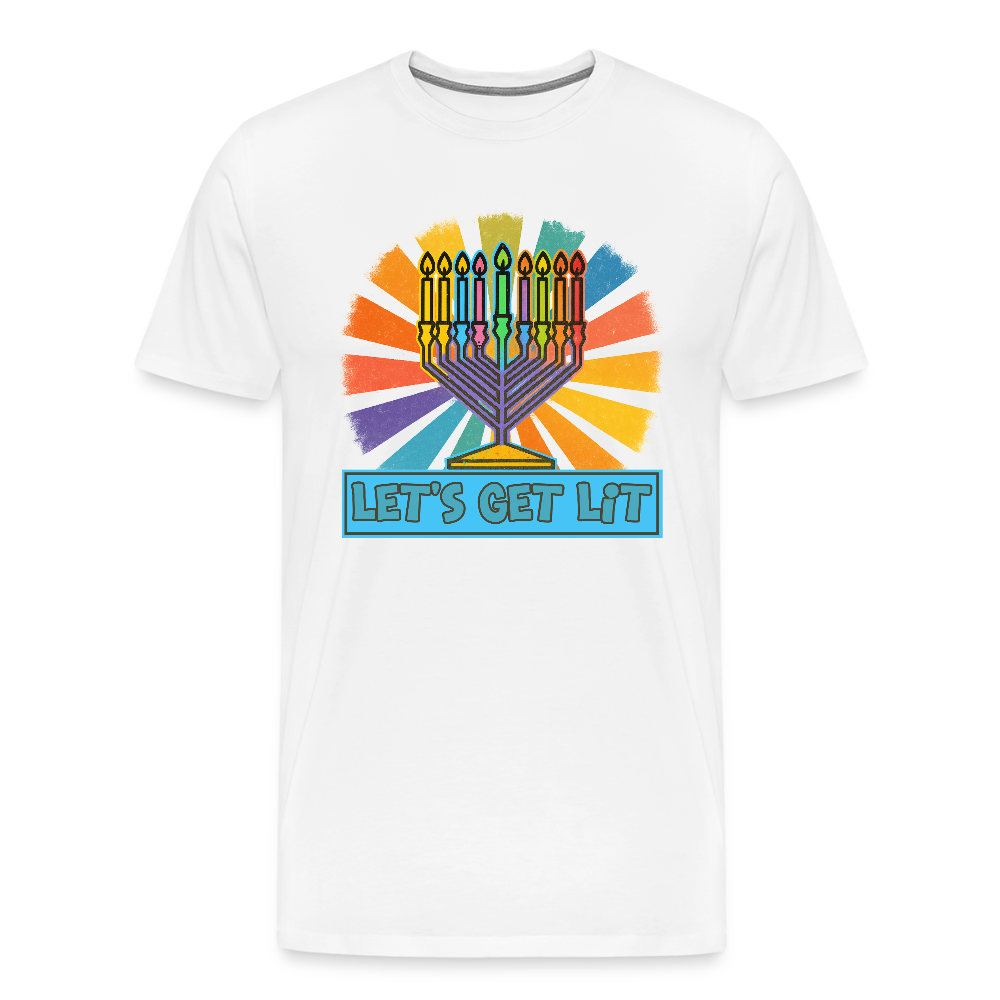 Radiant Retro Let's Get Lit Menorah Men's Premium T-Shirt - white