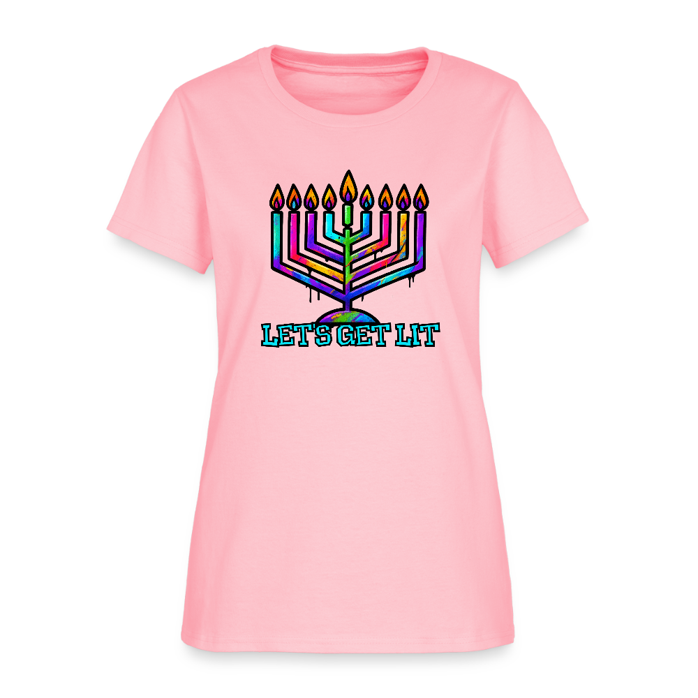 Let's Get Lit Chabad Menorah Women's T-Shirt - pink