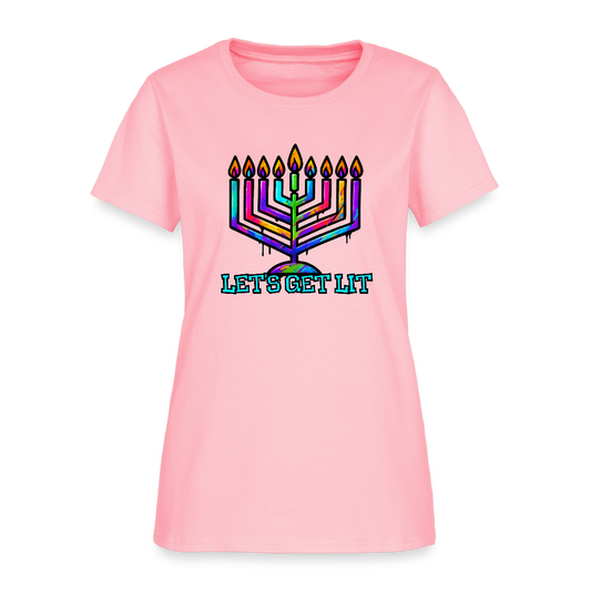 Let's Get Lit Chabad Menorah Women's T-Shirt - pink