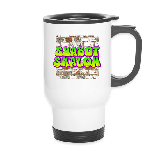 Shabot Shalom Brick 770 Graffiti Travel Mug - white