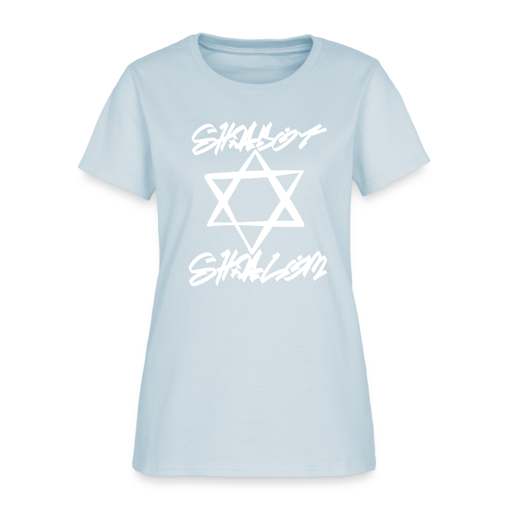 Shabbat Shalom Graffiti Light Star Women's T-Shirt - light blue