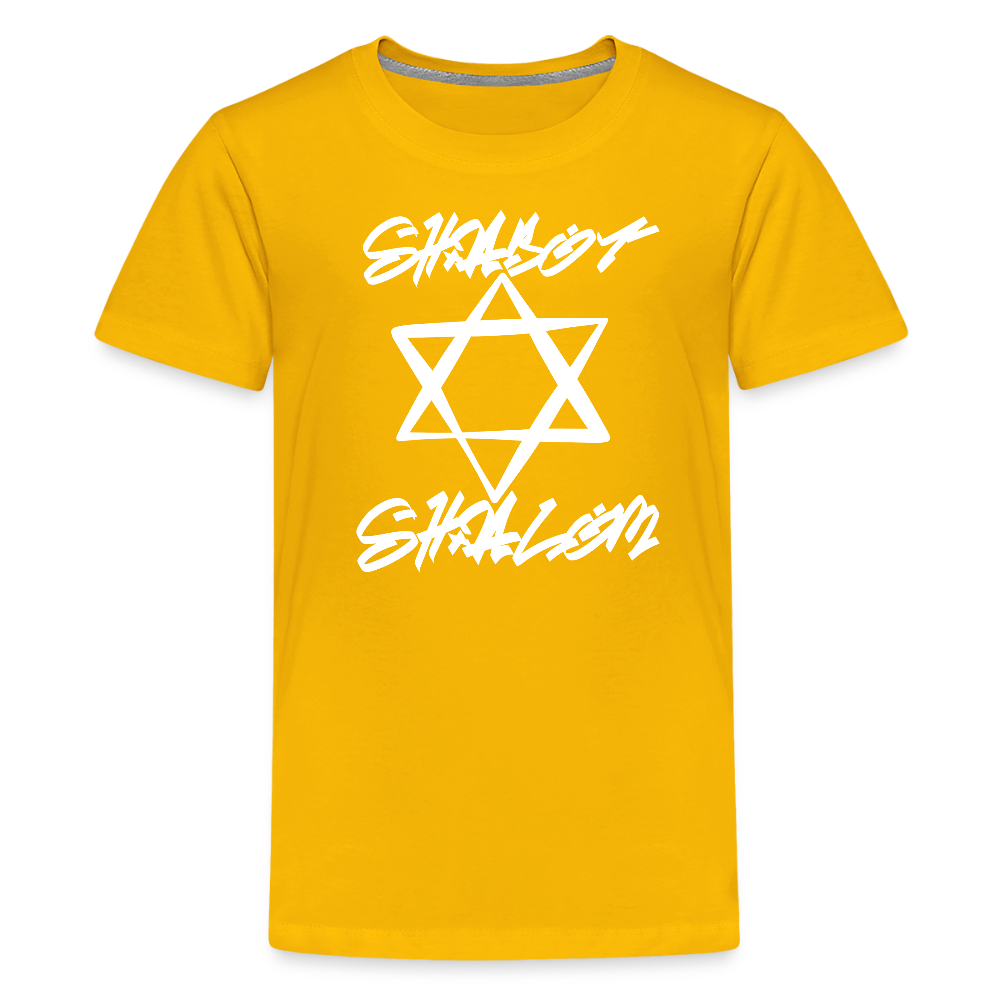 Shabbat Shalom Graffiti Light Star Kids' Premium T-Shirt - sun yellow