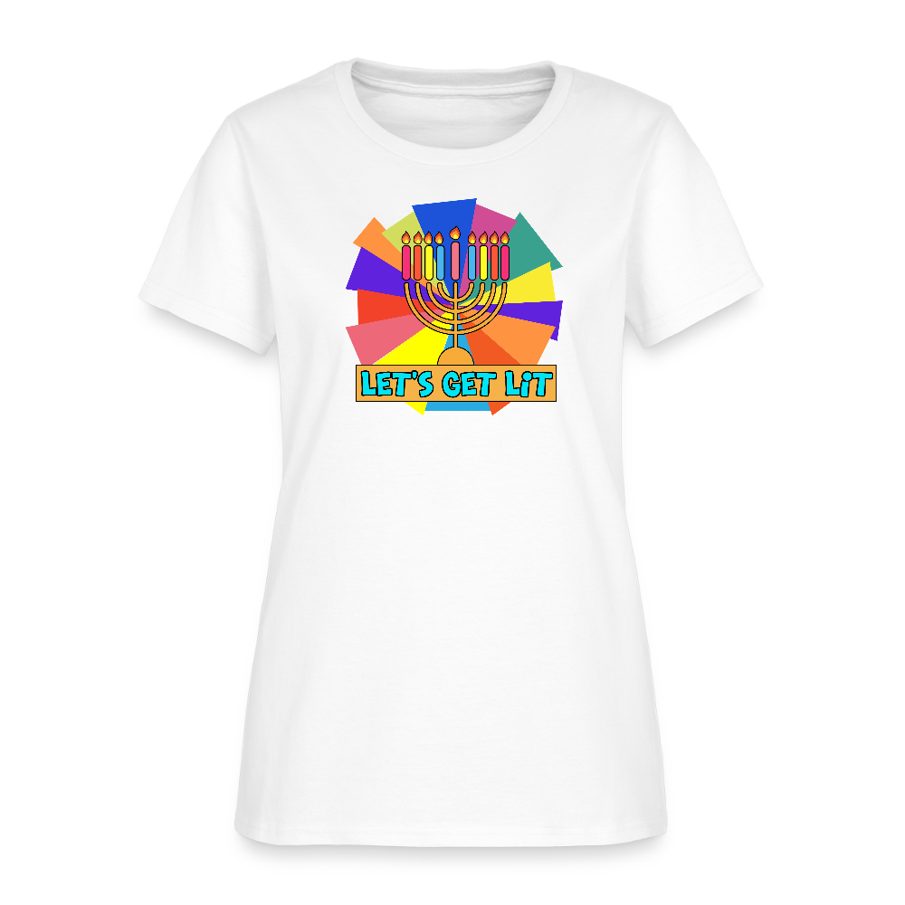 Glow & Get Lit Chanukah Menorah Women's T-Shirt - white
