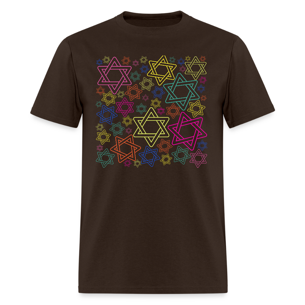 Neon Star of David Festival Men's T-Shirt | GILDAN 5000 - brown
