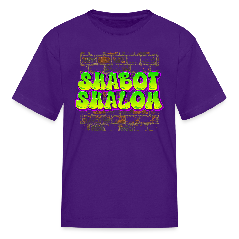 Shabot Shalom Brick 770 Graffiti Kids' T-Shirt - purple