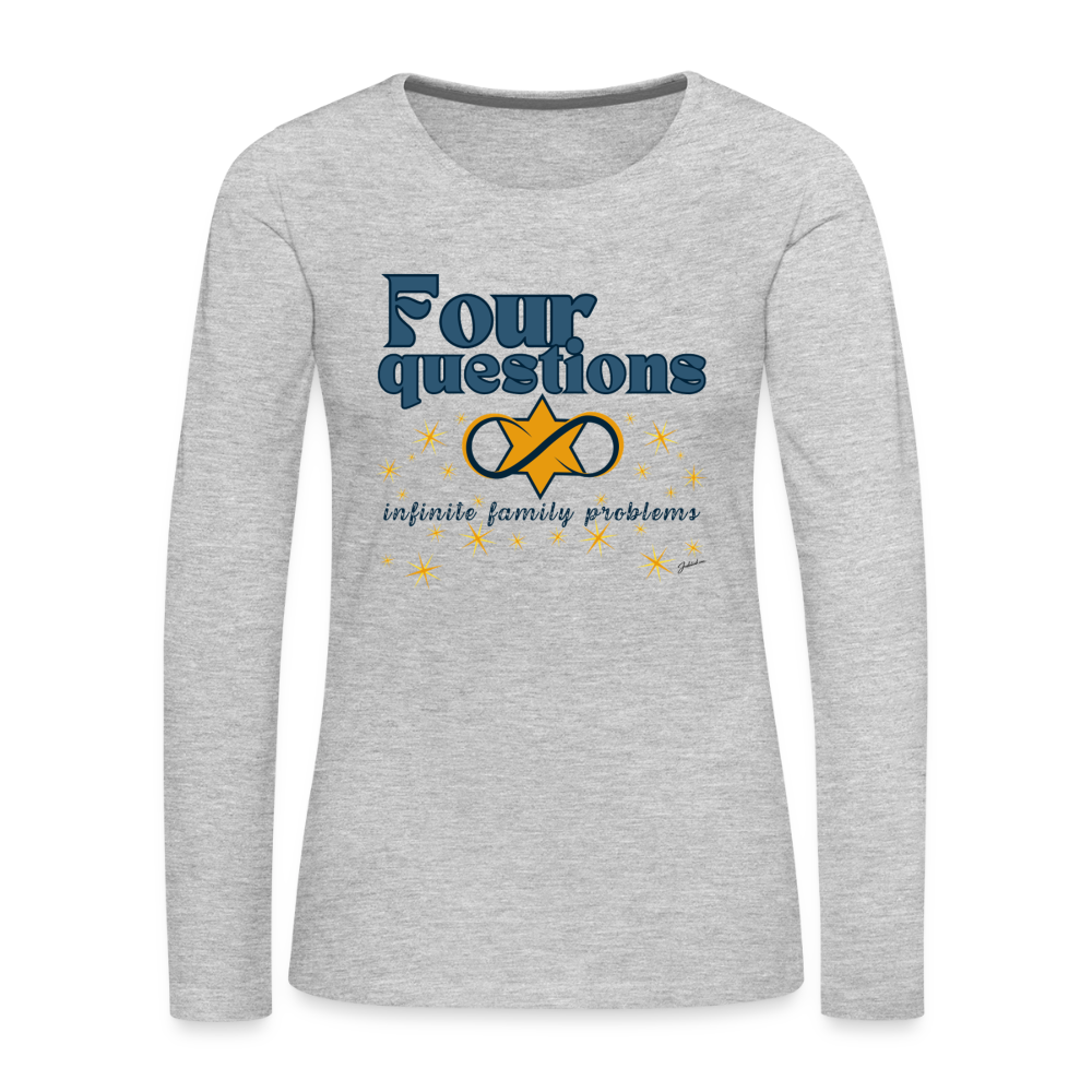 Four Questions Women's Premium Long Sleeve T-Shirt - heather gray