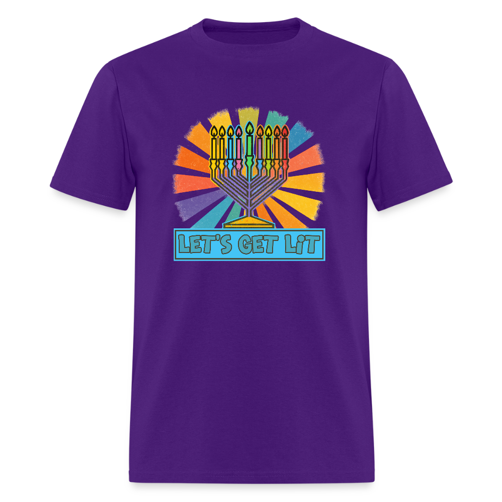 Radiant Retro Let's Get Lit Menorah Men's T-Shirt | GILDAN 5000 - purple