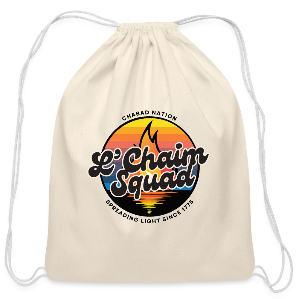 L’Chaim Squad – Spreading Light Cotton Drawstring Bag - natural