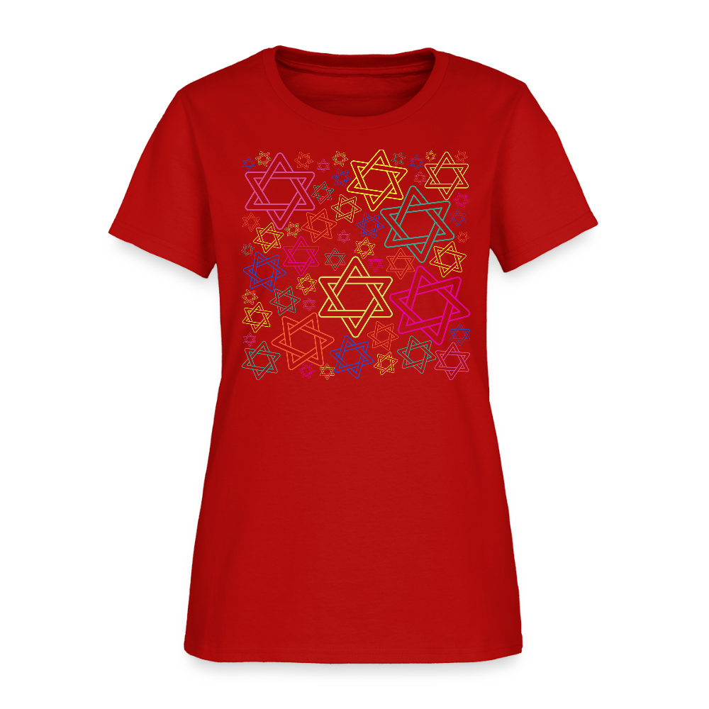 Neon Star of David Festival Women's T-Shirt - red