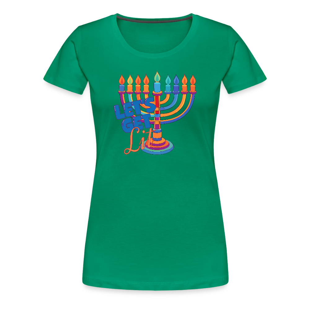 Let's Get Lit Menorah Women’s Premium T-Shirt - kelly green