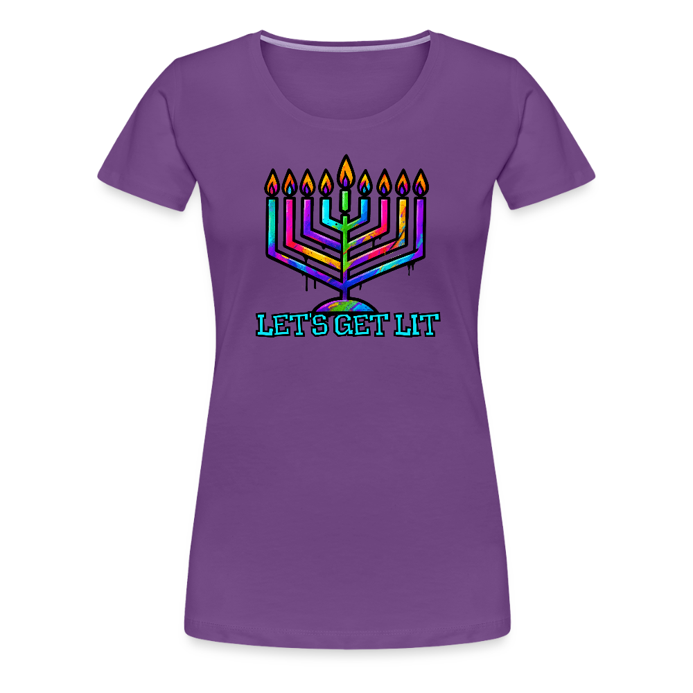 Let's Get Lit Chabad Menorah Women’s Premium T-Shirt - purple