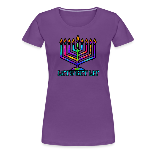 Let's Get Lit Chabad Menorah Women’s Premium T-Shirt - purple