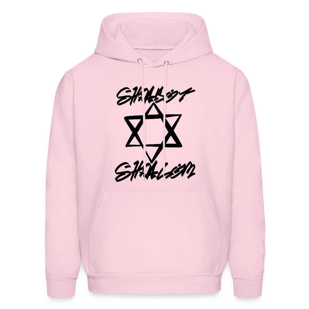 Shabbat Shalom Graffiti Star Men's Hoodie - pale pink
