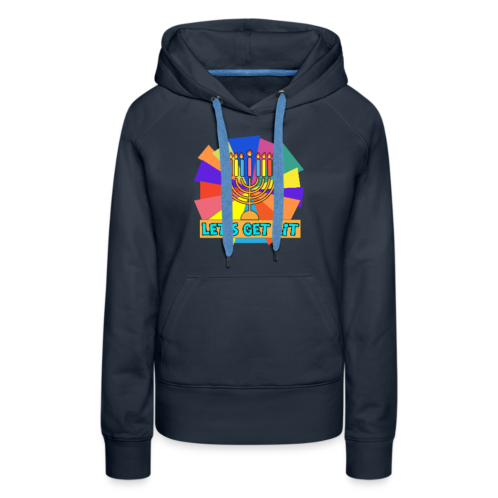 Glow & Get Lit Chanukah Menorah Women’s Premium Hoodie - navy