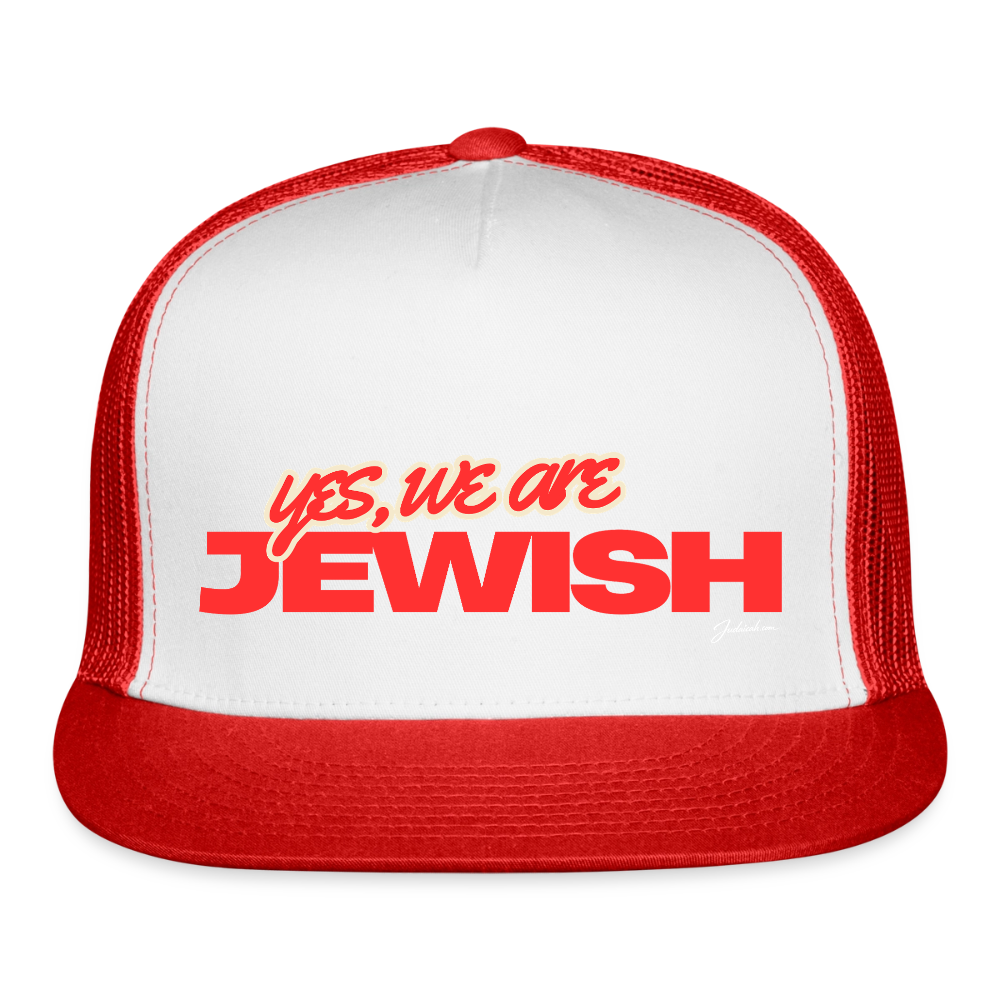 Yes, We're Jewish Trucker Hat - white/red