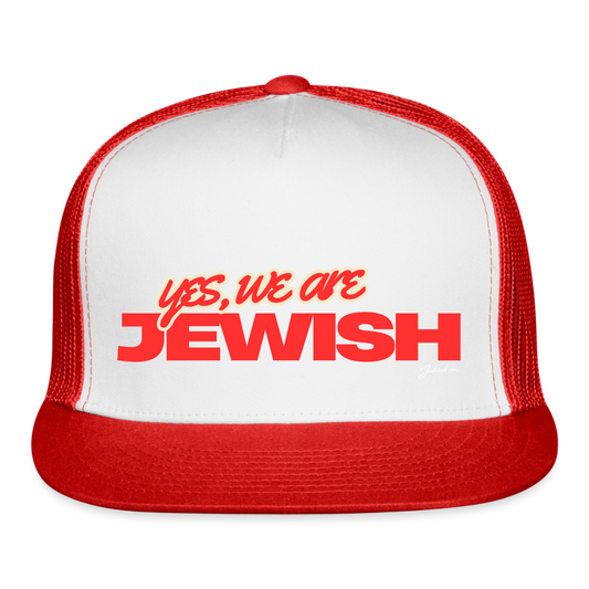 Yes, We're Jewish Trucker Hat - white/red