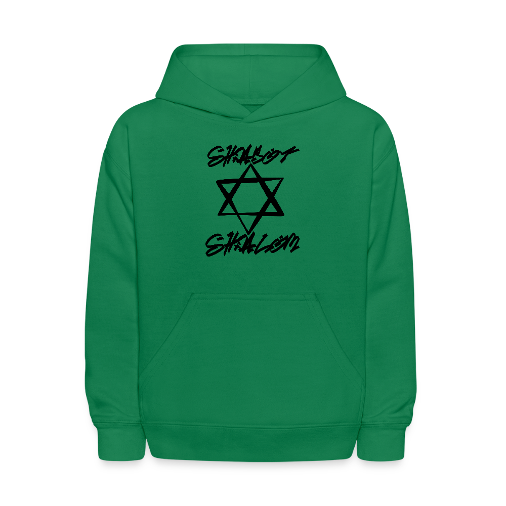 Shabbat Shalom Graffiti Star Kids' Hoodie - kelly green