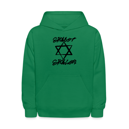 Shabbat Shalom Graffiti Star Kids' Hoodie - kelly green