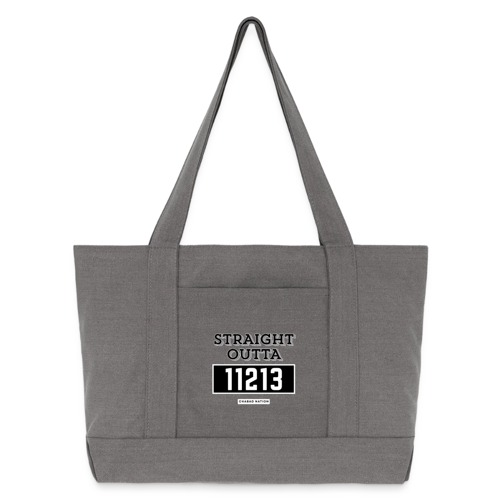 Straight Outta 11213 Cotton Pigment Dyed Tote Bag - charcoal grey