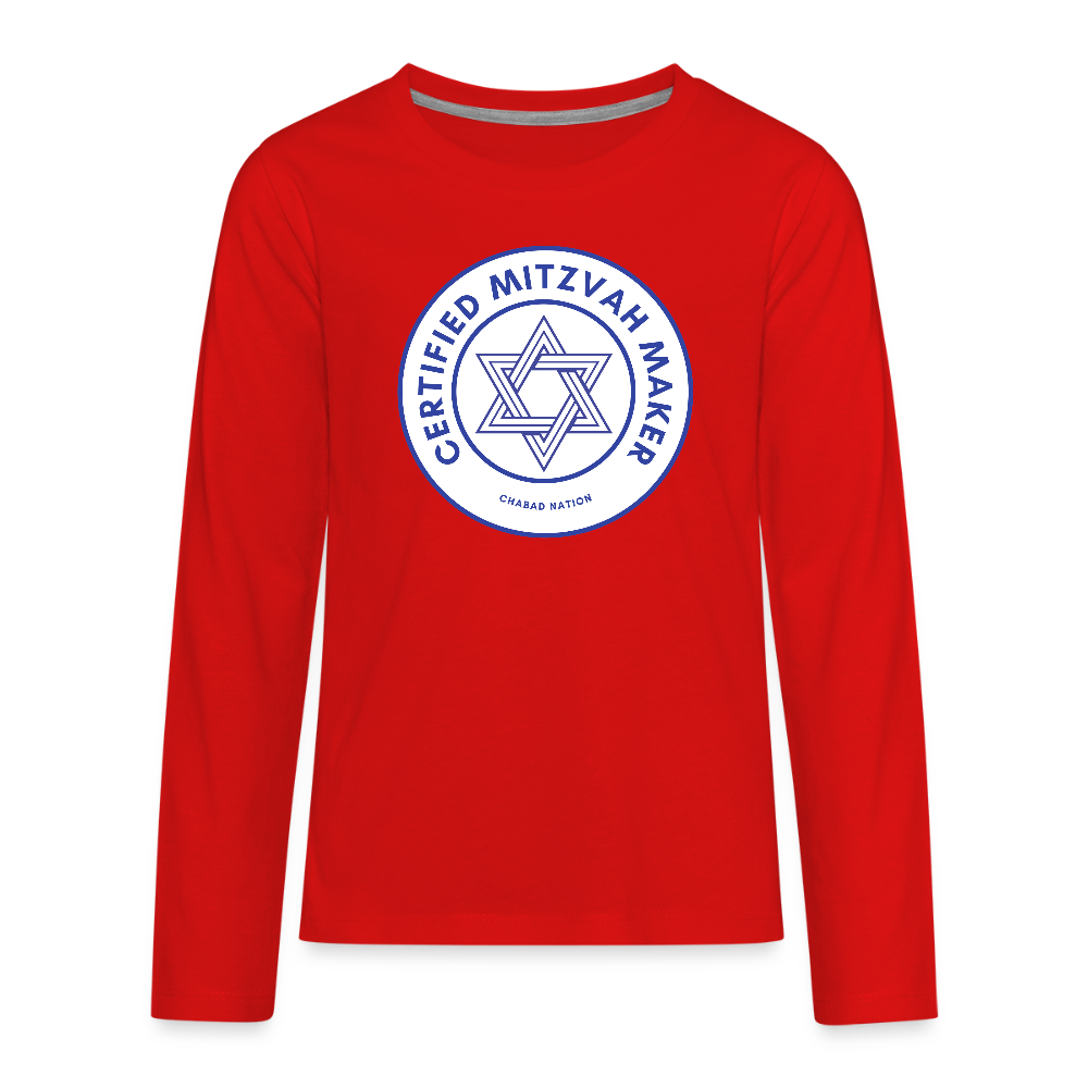 Certified Mitzvah Maker Kids' Premium Long Sleeve T-Shirt - red