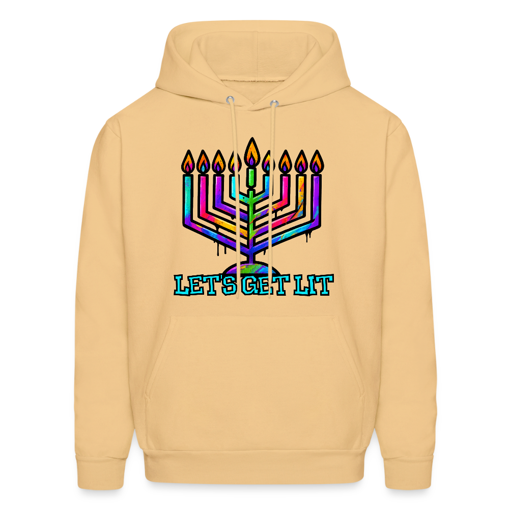 Let’s Get Lit Chabad Menorah Men's Hoodie - light gold 