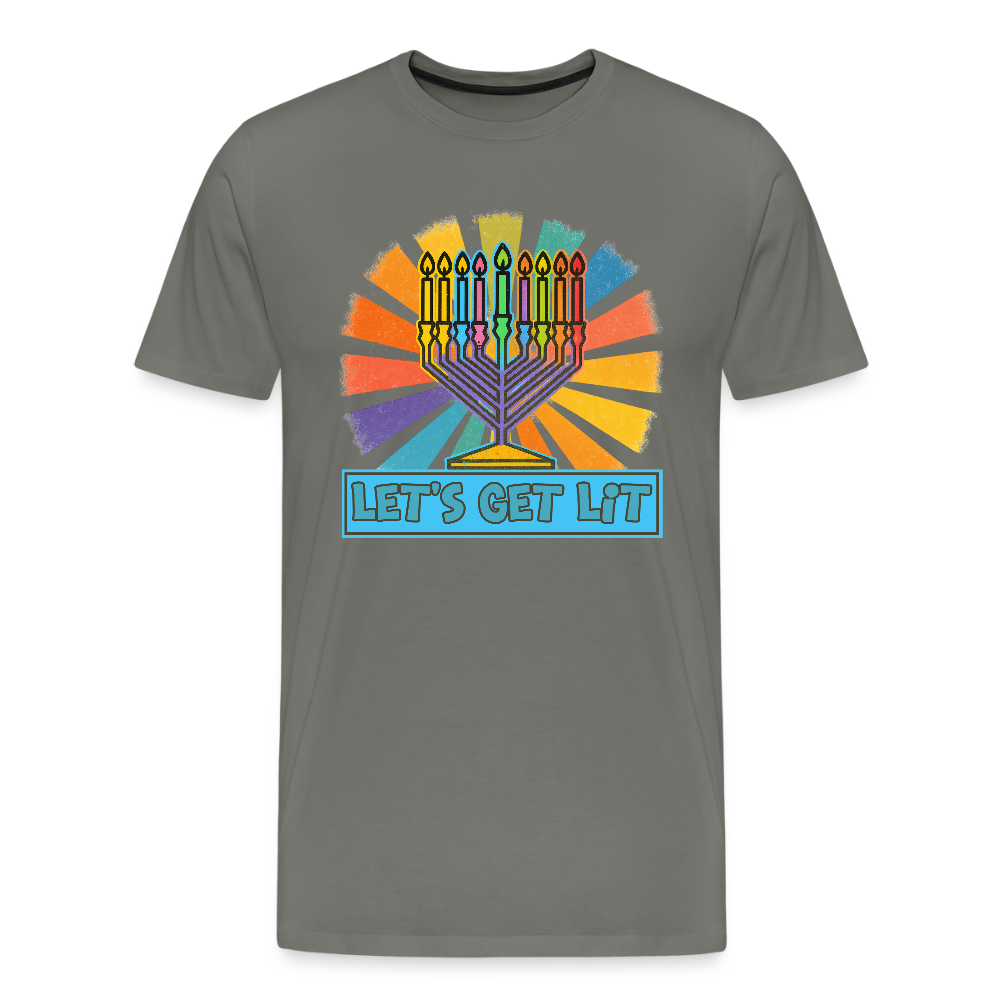 Radiant Retro Let's Get Lit Menorah Men's Premium T-Shirt - asphalt gray