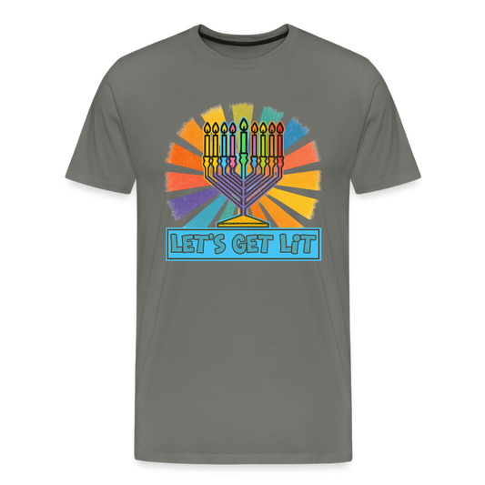Radiant Retro Let's Get Lit Menorah Men's Premium T-Shirt - asphalt gray