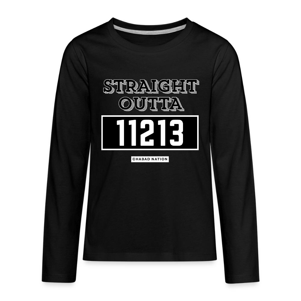 Straight Outta 11213 Kids' Premium Long Sleeve T-Shirt - black