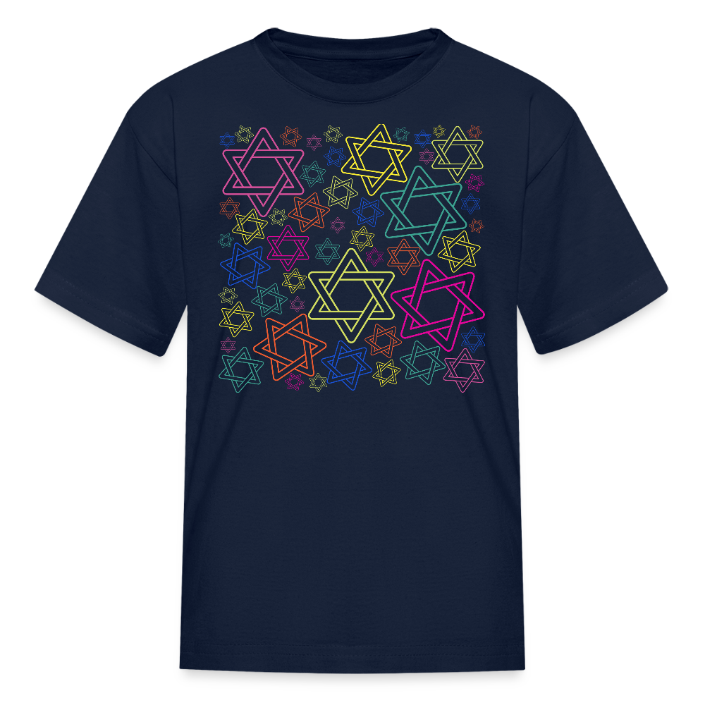 Neon Star of David Festival Kids' T-Shirt - navy