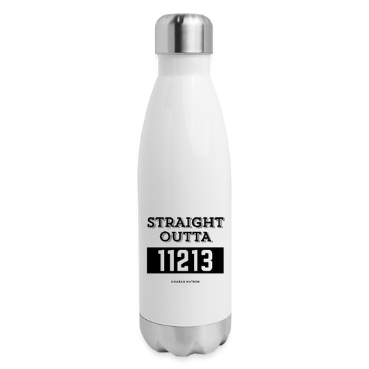 Straight Outta 11213 Insulated Stainless Steel Water Bottle - white