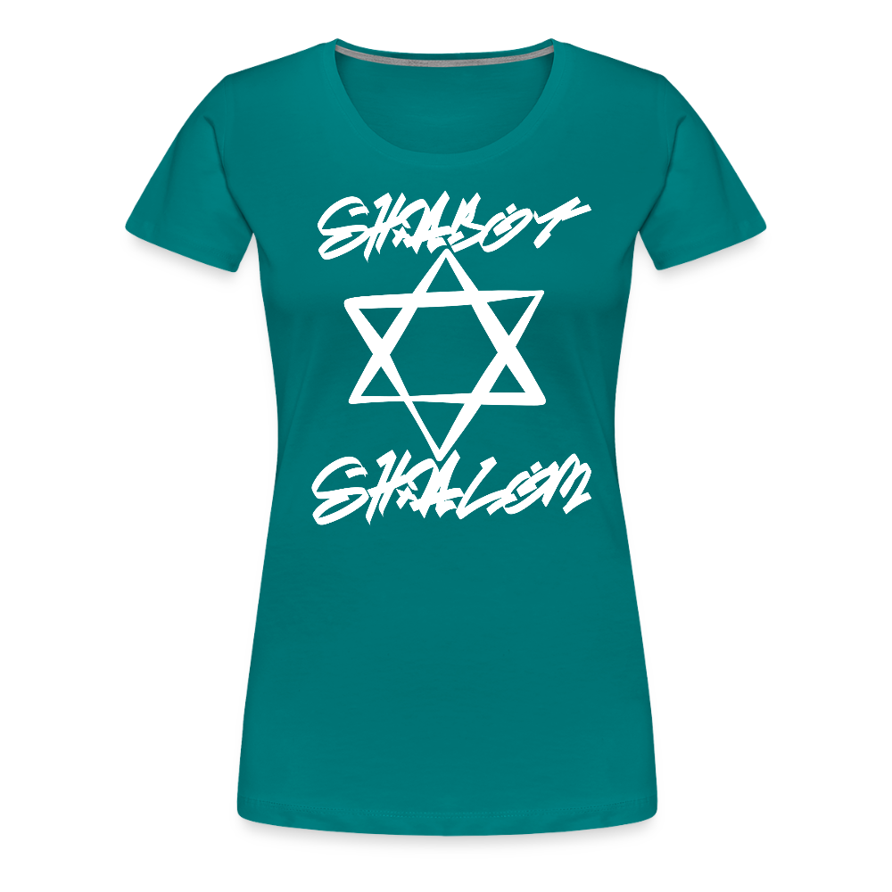 Shabbat Shalom Graffiti Light Star Women’s Premium T-Shirt - teal