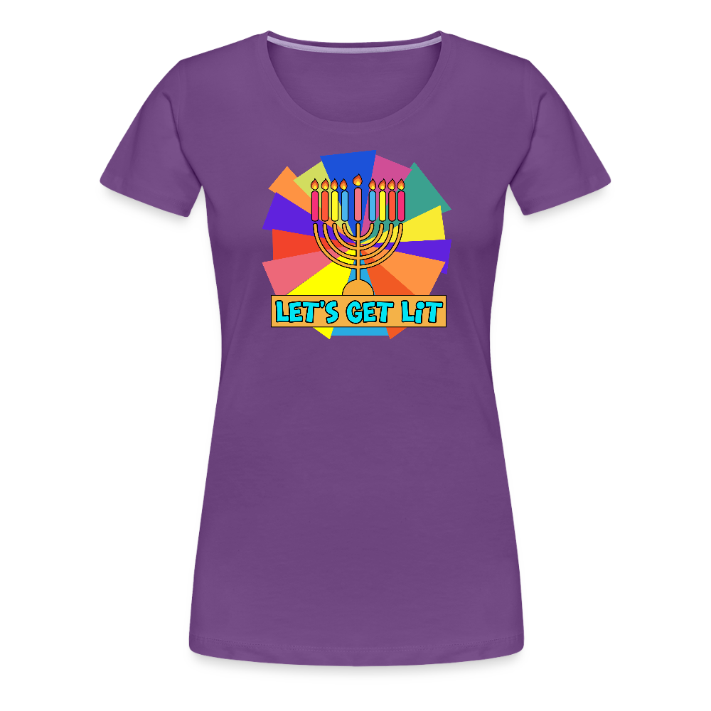 Glow & Get Lit Chanukah Menorah Women’s Premium T-Shirt - purple