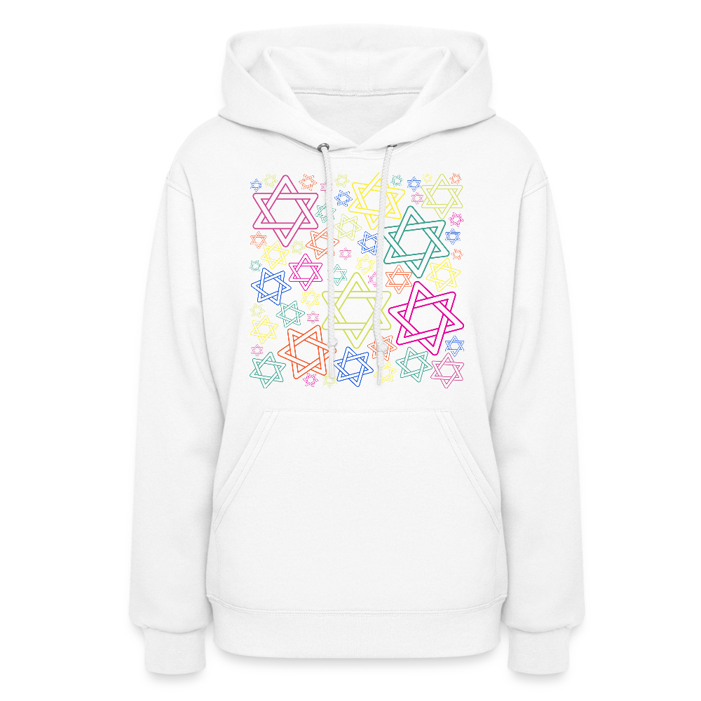 Neon Star of David Festival Women's Hoodie - white