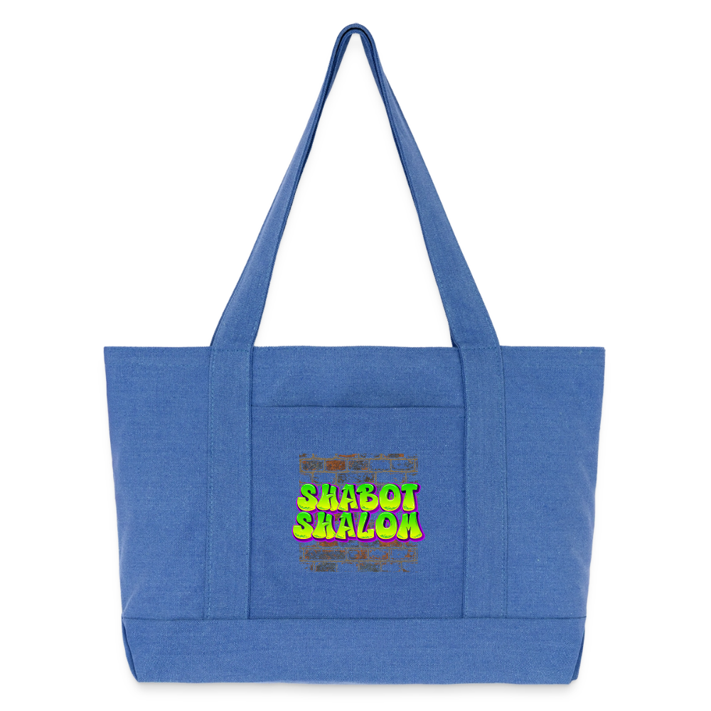Shabot Shalom Brick 770 Graffiti Cotton Pigment Dyed Tote Bag - periwinkle blue