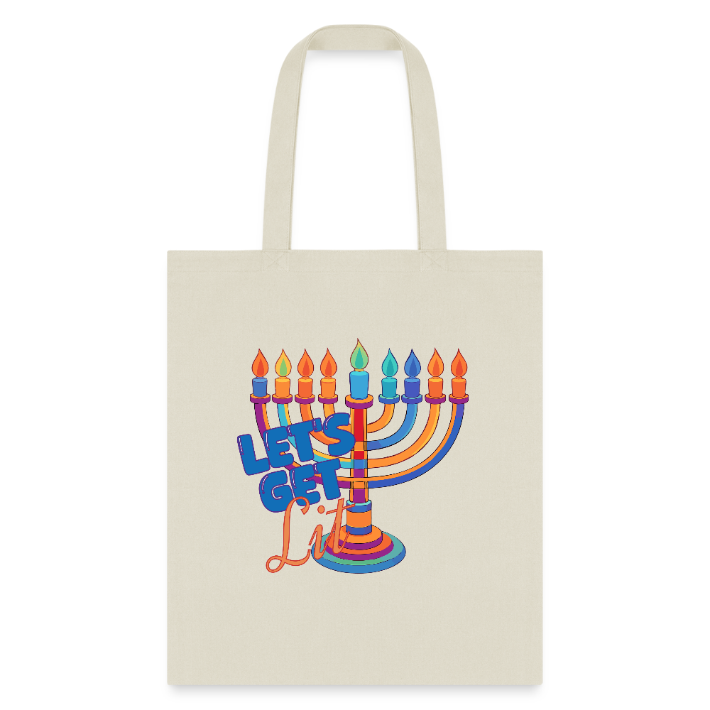 Let's Get Lit Menorah Tote Bag - natural
