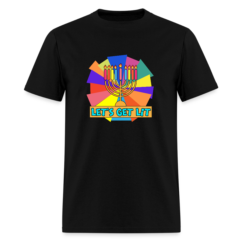Glow & Get Lit Chanukah Menorah Men's T-Shirt | GILDAN 5000 - black